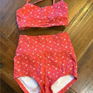 Red and White Bra Set with Soft Fabric